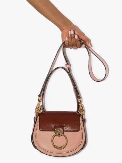 Shop Chloé Pink Tess Small Leather Shoulder Bag