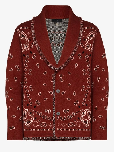 Shop Alanui Bandana Motif Cardigan In Red