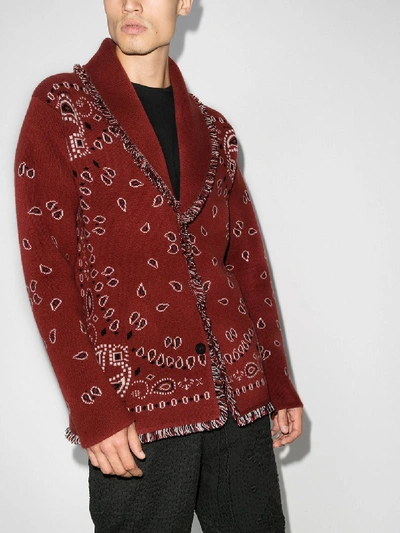 Shop Alanui Bandana Motif Cardigan In Red