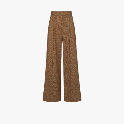 Shop Chloé Brown Houndstooth Flared Trousers