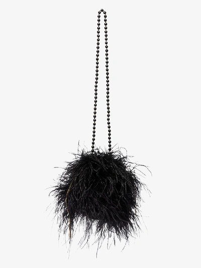 Shop Vanina Black L'oiseau Rebelle Feather Shoulder Bag
