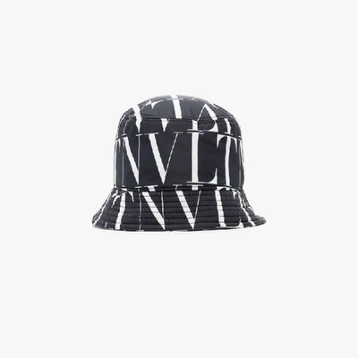 Shop Valentino Black Vltn Logo Print Bucket Hat