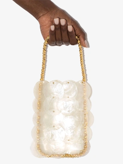 Shop Vanina Neutral Casse-noisette Sequin Clutch Bag In Neutrals