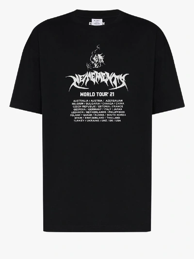 Shop Vetements World Tour Printed Cotton T-shirt In Black