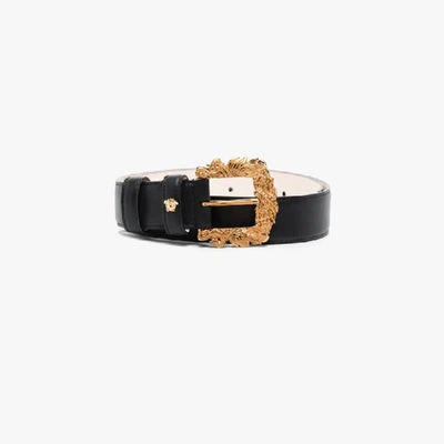 Shop Versace Black Baroque Buckle Belt
