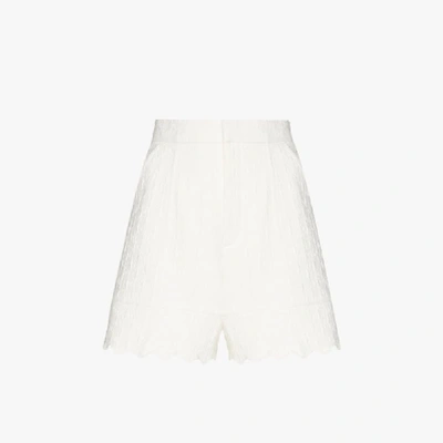 Shop Chloé White Quilted Jacquard Scalloped Shorts