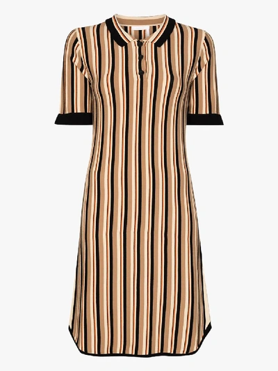 Shop See By Chloé Striped Collared Dress In Neutrals