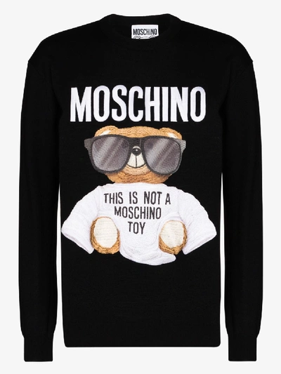 Shop Moschino Pullover Mit Teddy In Schwarz