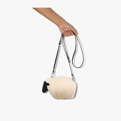 Shop Loewe White Sheep Shearling Mini Bag