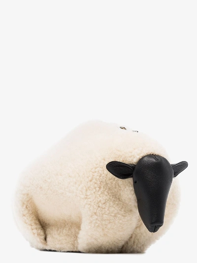 Shop Loewe White Sheep Shearling Mini Bag