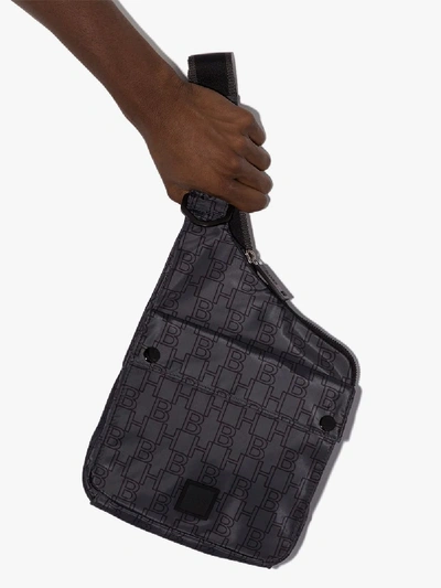 Shop Hugo Grey Pixel Monogram Print Cross Body Bag In Black