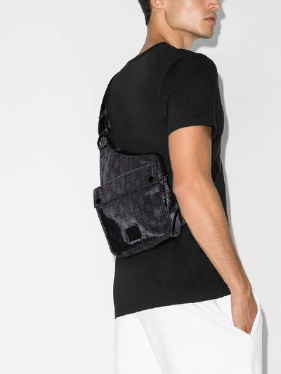Shop Hugo Grey Pixel Monogram Print Cross Body Bag In Black