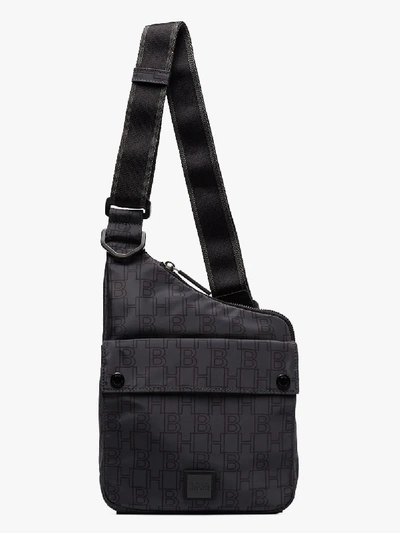 Shop Hugo Grey Pixel Monogram Print Cross Body Bag In Black