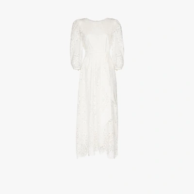 Shop Borgo De Nor Constance Lace Midi Dress In White