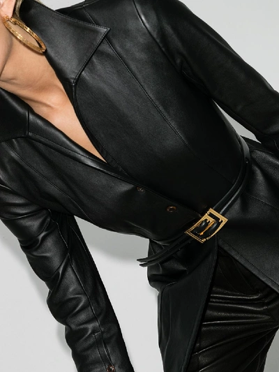Shop Versace Black Greca Buckle Leather Belt