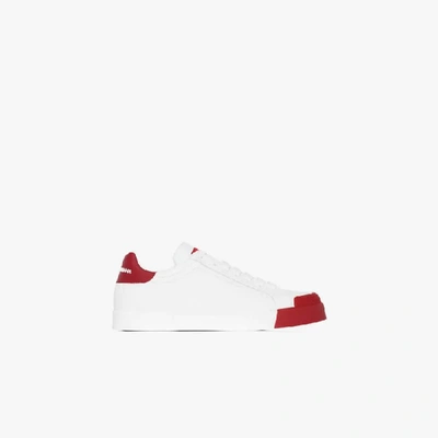 Shop Dolce & Gabbana White Portofino Leather Sneakers