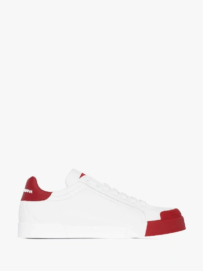 Shop Dolce & Gabbana White Portofino Leather Sneakers