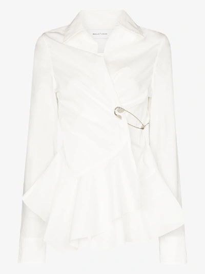 Shop Marques' Almeida Safety Pin Asymmetric Organic Cotton Shirt In White