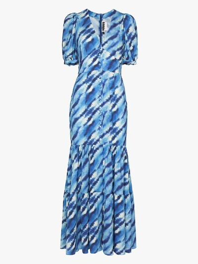 Shop Rotate Birger Christensen Thora Printed Maxi Dress In Blue