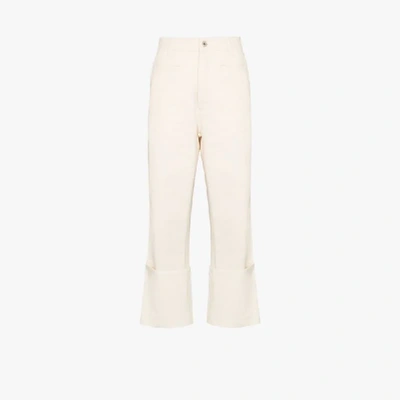 Shop Loewe Fisherman Wide Leg Jeans In White