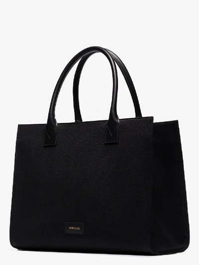 Shop Versace Black Medusa Icon Canvas Tote Bag