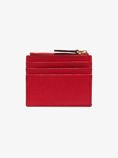 Shop Valentino Red Vlogo Leather Card Holder
