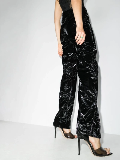 Shop Mugler High Shine Straight Leg Trousers In Black