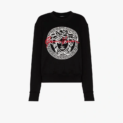 Shop Versace Medusa Gv Signature Print Sweatshirt In Black