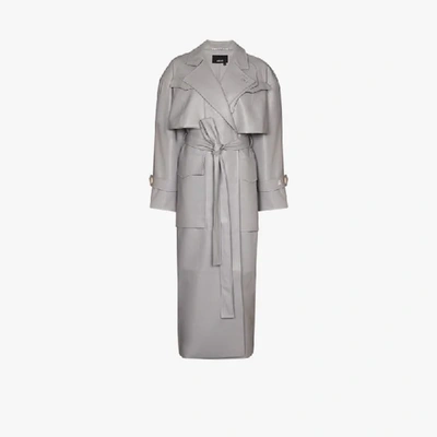 Shop Anouki Oversized Trench Coat In Grey