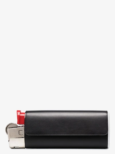 Shop Moschino Black Lighter Leather Clutch Bag