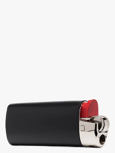 Shop Moschino Black Lighter Leather Clutch Bag