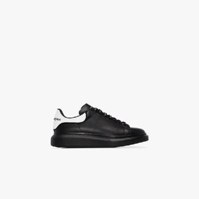 Alexander Mcqueen Exaggerated-sole Rubber-trimmed Leather Sneakers In Black