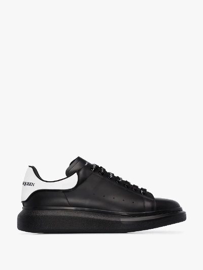 Alexander Mcqueen Exaggerated-sole Rubber-trimmed Leather Sneakers In Black