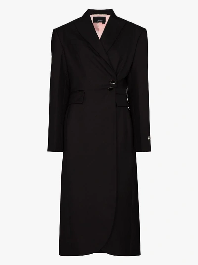 Shop Anouki Black Asymmetric Wool Coat