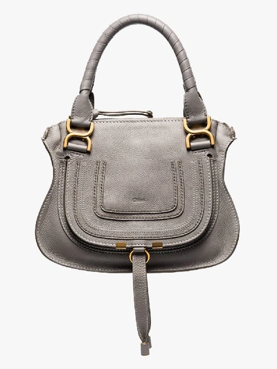 Shop Chloé Grey Marcie Small Leather Shoulder Bag