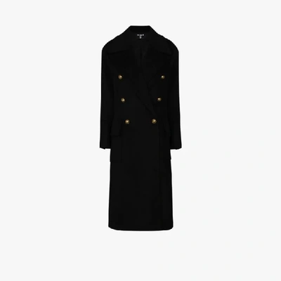 Shop Balmain Double-breasted Wool Overcoat In Black