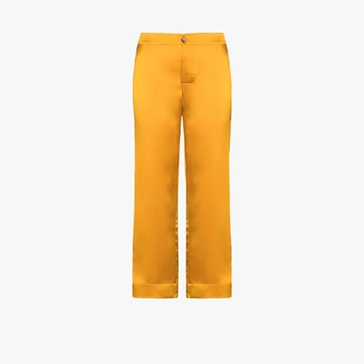 Shop Asceno Antibes Silk Cropped Trousers In Orange