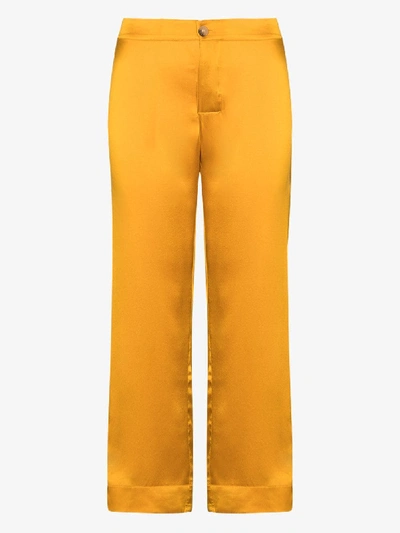 Shop Asceno Antibes Silk Cropped Trousers In Orange