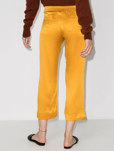 Shop Asceno Antibes Silk Cropped Trousers In Orange