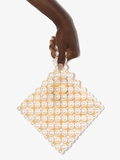 Shop Vanina Neutral Reveries Beaded Bracelet Bag In Neutrals