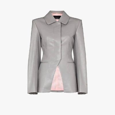 Shop Anouki Vegan Leather Fitted Jacket In Grey