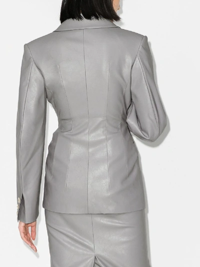Shop Anouki Vegan Leather Fitted Jacket In Grey