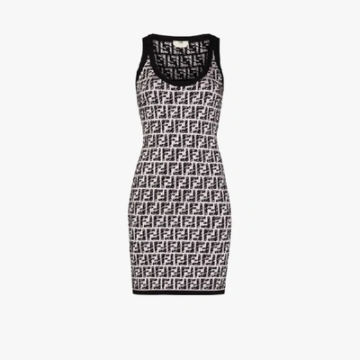 Shop Fendi Ff Pattern Sleeveless Dress In Black