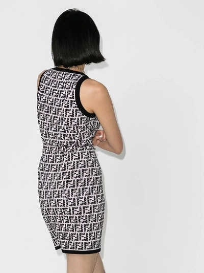Shop Fendi Ff Pattern Sleeveless Dress In Black