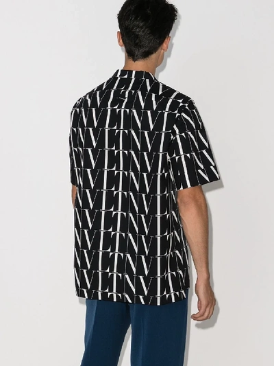 Shop Valentino Black Vltn Logo Print Cotton Shirt