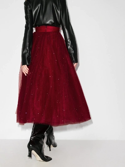 Shop Anouki Swarovski Crystal Tulle Skirt In Red