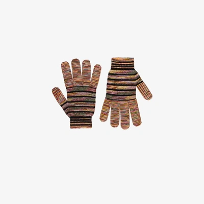 Shop Missoni Multicoloured Crochet Knit Gloves In Black