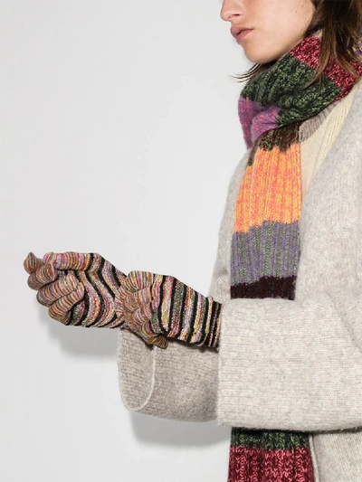 Shop Missoni Multicoloured Crochet Knit Gloves In Black