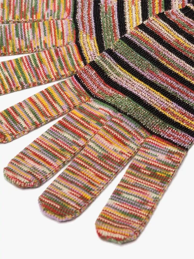 Shop Missoni Multicoloured Crochet Knit Gloves In Black