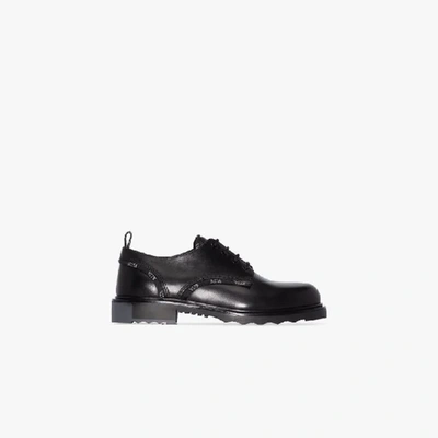 Shop Valentino Leather Derby Shoes In Black